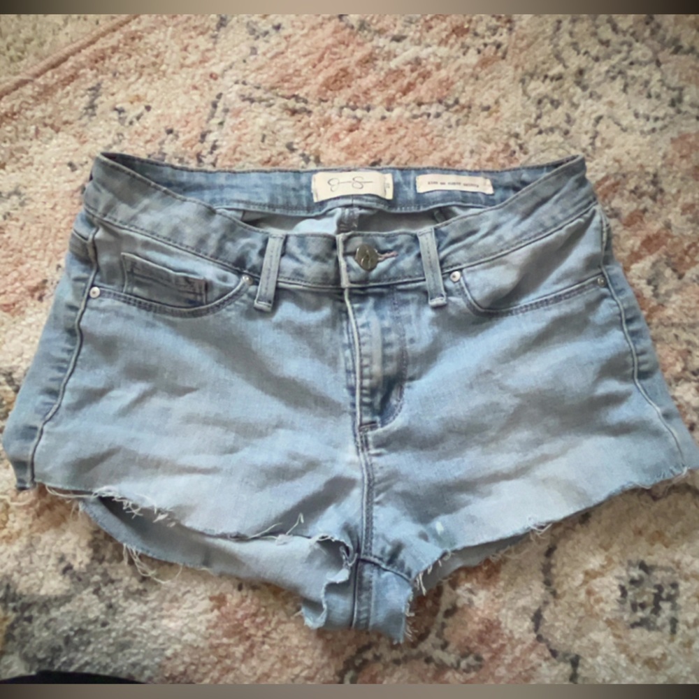 Skinnygirl Blue Jean Shorts with Frayed Hem